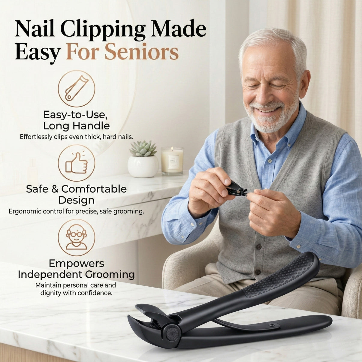 Getinhalux® Nail Clipper for Seniors | Cuts Thick Nails With Less Effort